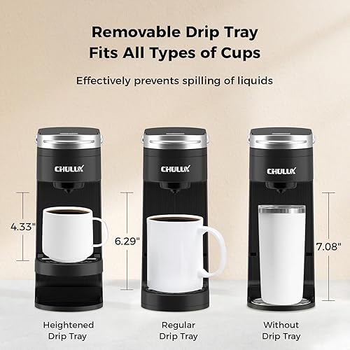 Miniatura 3 de CHULUX Cafetera delgada de una sola porción para cápsulas K, cafetera de una taza para tazas de viaje de 7.3 pulgadas, cafetera con tamaños de