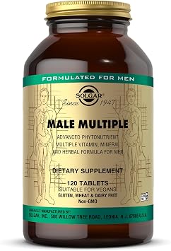 Solgar | Male M ltiple Complejo Multivitam nico y Multimineral para el Hombre |Multinutriente | Con Vitaminas, Minerales y Licopeno | 120 Comprimidos | Apto para Veganos