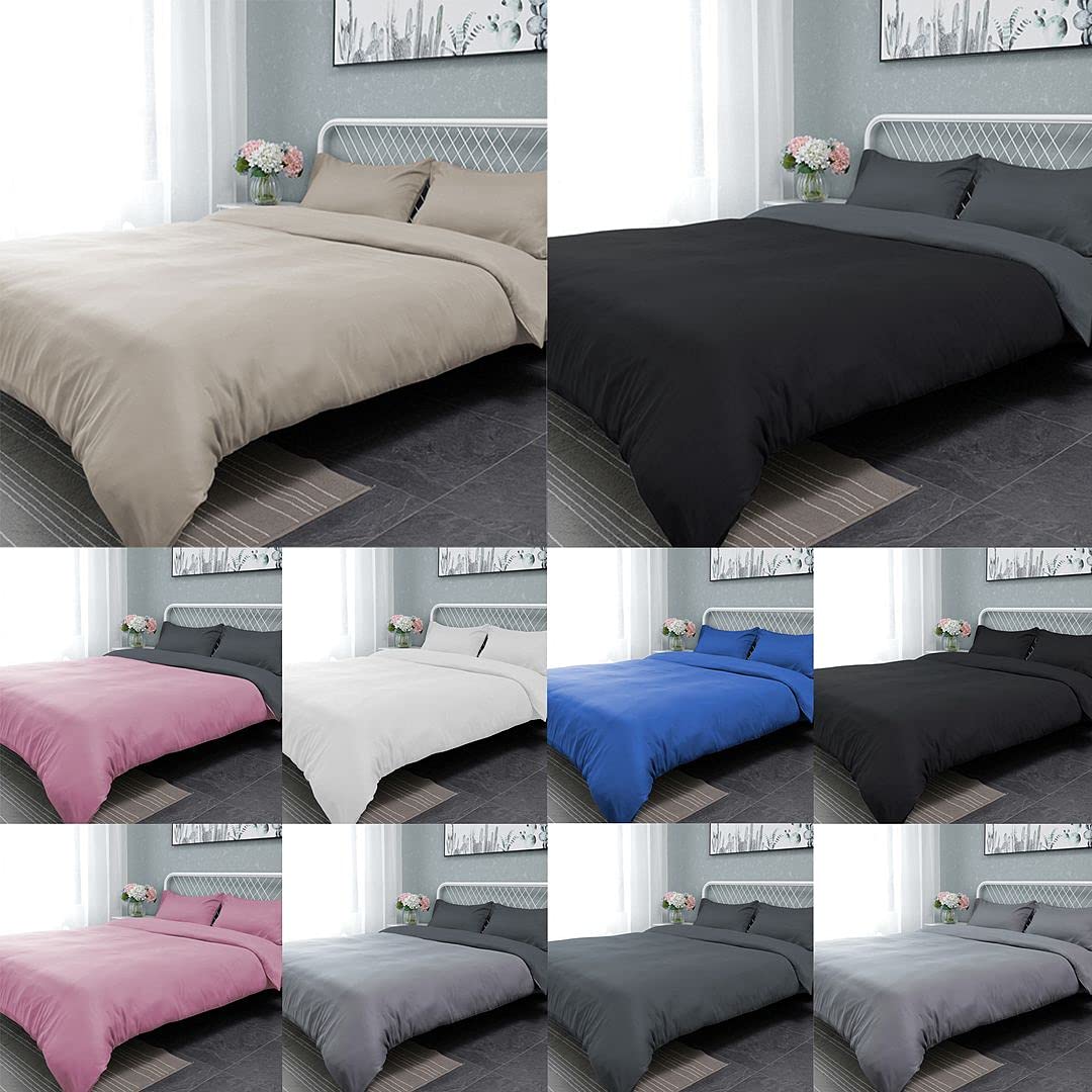 John Aird Microfibre Reversible Duvet Cover With Pillowcases (King, Grey/Black)