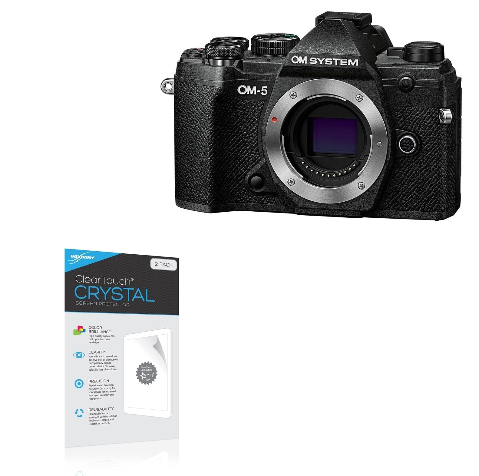 BoxWave Screen Protector Compatible with OM System OM-5 - ClearTouch Crystal (2-Pack), HD Film Skin - Shields from Scratches