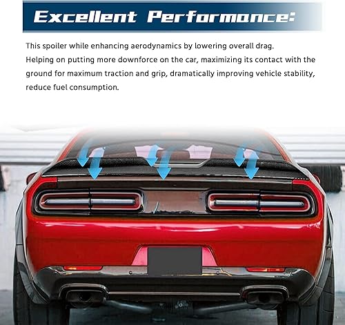 Miniatura 4 de Auraroad Alerón trasero compatible con Challenger Demon Style 2008-2017, alerón de labio trasero, sin cámara (negro brillante)