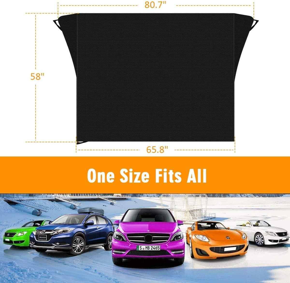 Hermard Windshield Snow Cover, Car Windshield Snow Cover with Rearview Mirror Covers & Hooks, Windshield Cover Fit for Most Cars, Trucks, Vans and SUV, Windshield Cover for Ice, Snow, Rain, Sun, Frost