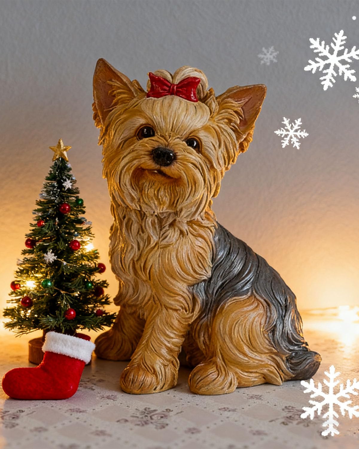 Amazon.co.jp: ZHEHUA 手描き 樹脂製 座ったヨークシャーテリア像