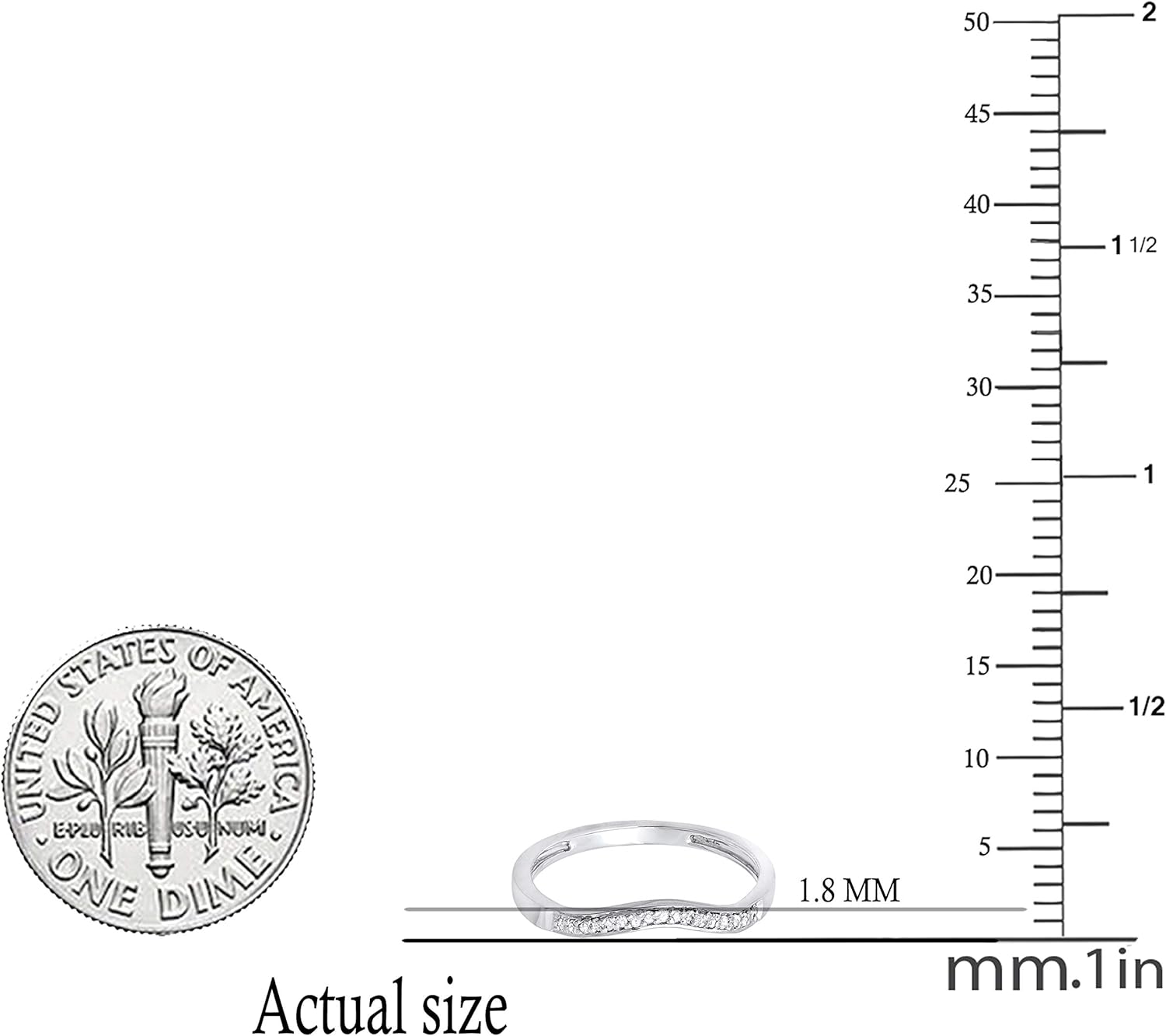 Dazzlingrock Collection 0.10 Carat (ctw) Round Lab Grown White Diamond Ladies Anniversary Wedding Band Guard Ring 1/10 CT, Available in Metal 925 Sterling Silver