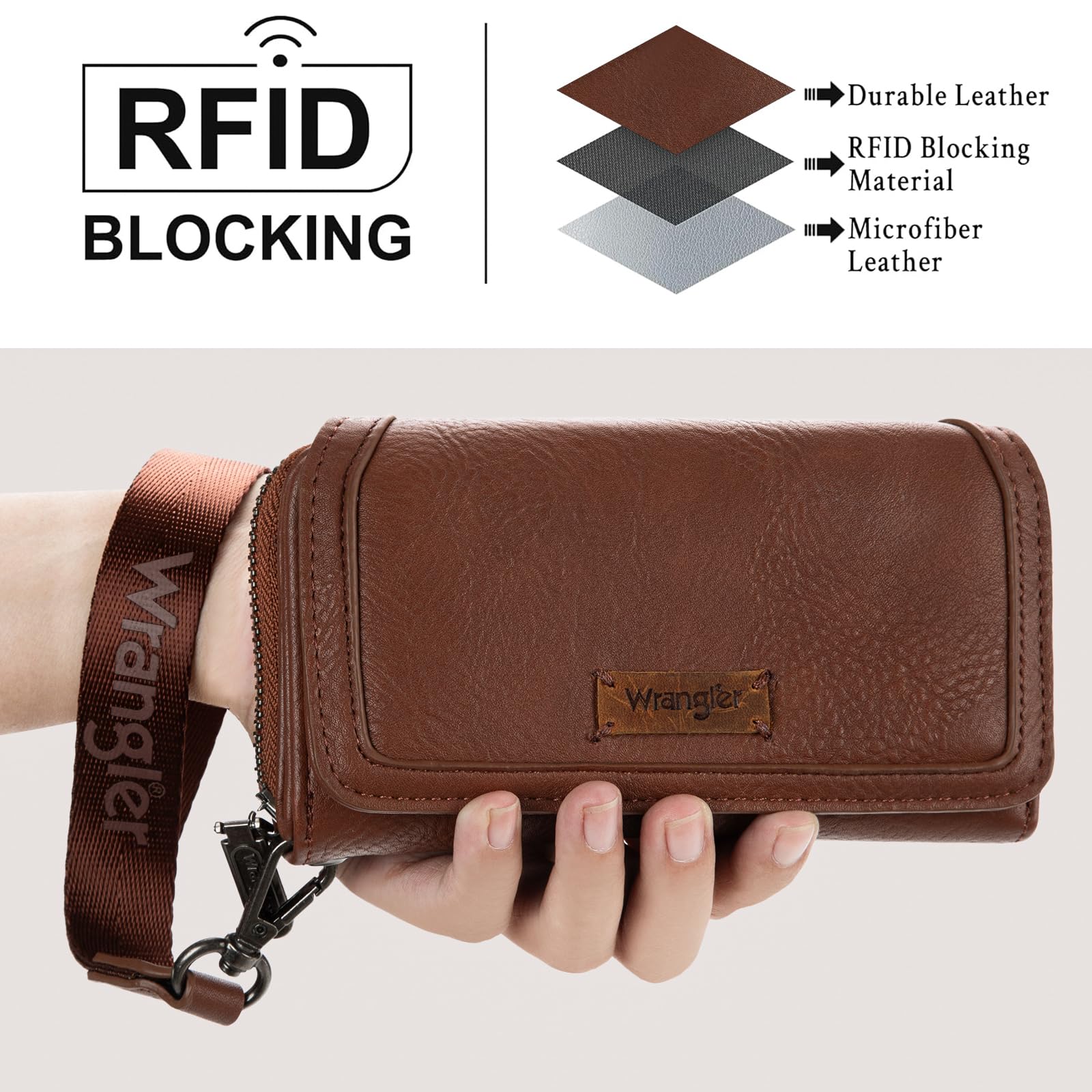 Montana West x Wrangler Wallet for Women Minimalist Clutch Wristlet Purse RFID Blocking Credit Card Holder