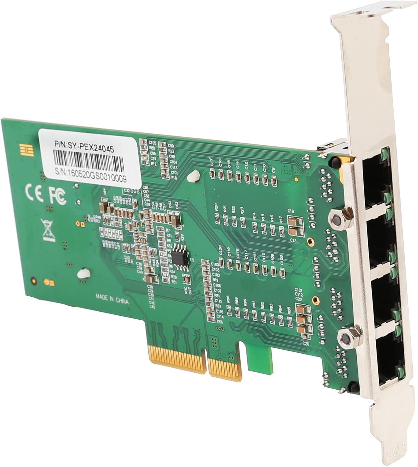 I/O Crest 4 Port Gigabit Ethernet Intel i350-AM4 Chipset PCI-E X4 Network Interface Card NIC