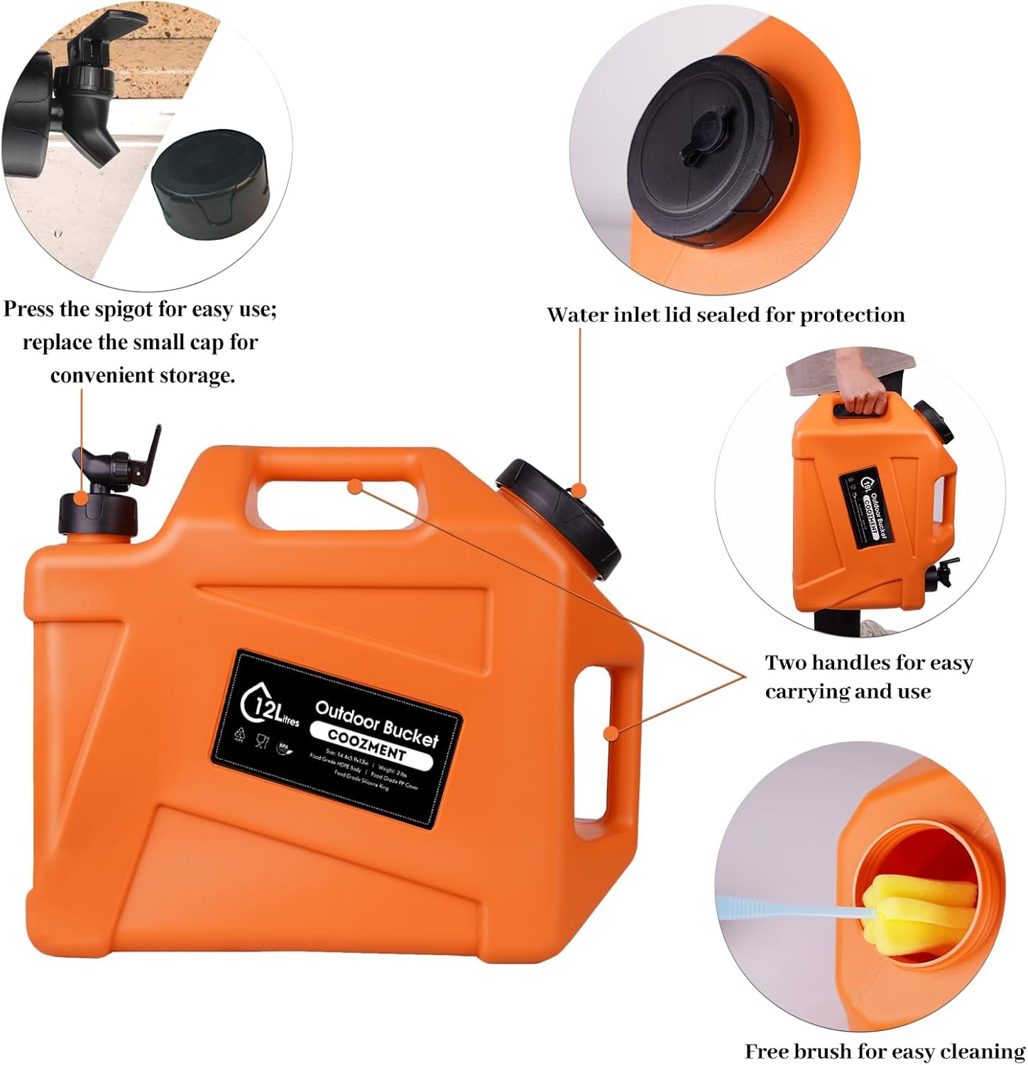 3.2 Gallon/5 Gallon Water Containers with Spigot, BPA Free Water Jug, Military Green Water Tank, Multifunction Water Storage Containers for Camping Outdoor Hiking,Emergency Stroage