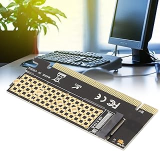 Placa de expansão SSD, PCI-E X16 M.2 Key M, cartão adaptador PCIe para conversão de SSD M.2 NVMe de 80, 60, 42 e 30 mm, conversão de SSD NVMe de mesa, cartão PCIe SSD