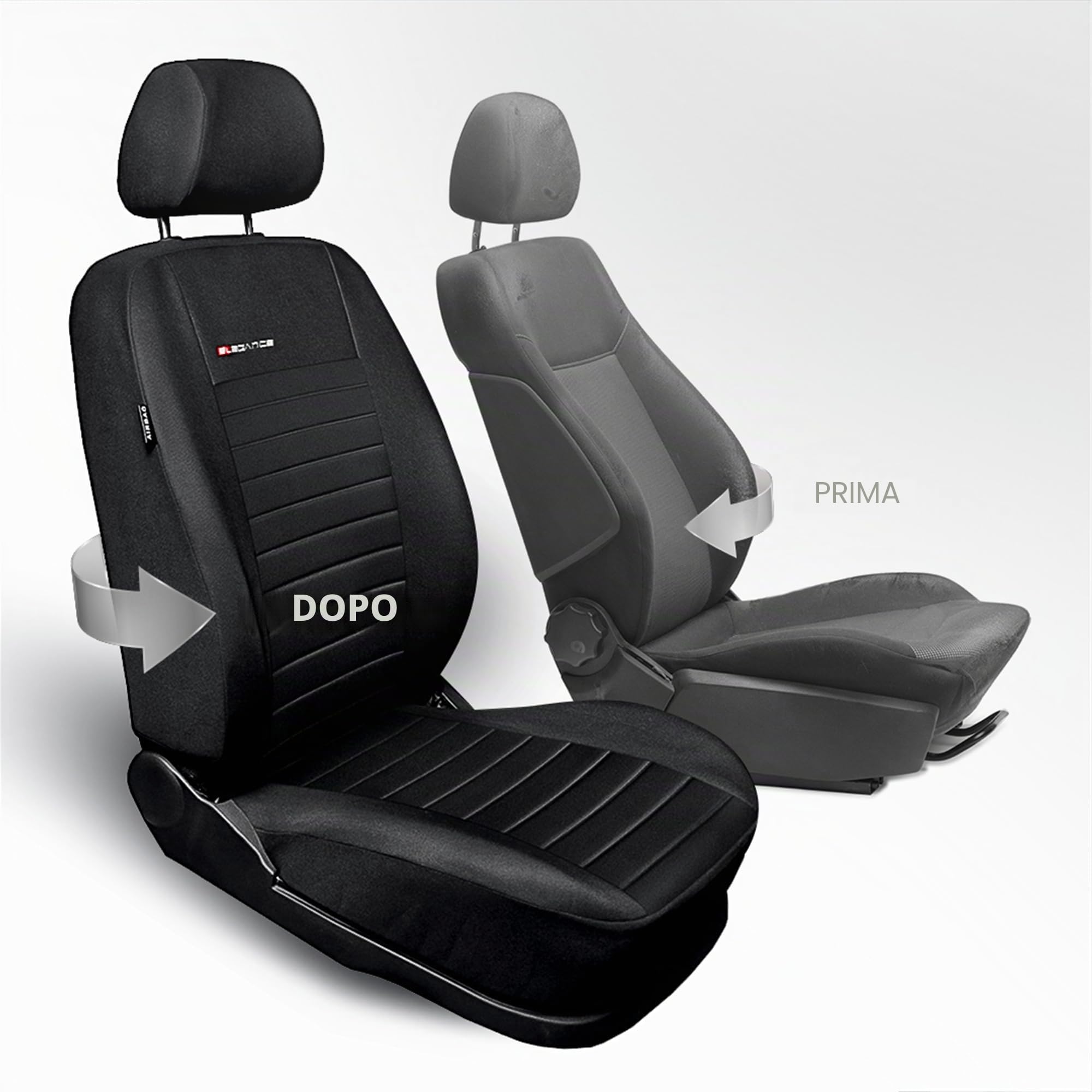 MOTOS Coprisedili universali Copri Sedile Auto per AUDI A3 con Sistema Airbag Attivo, Materiale a Tre Strati, Look Elegante, Personalizzazione Perfetta, Applicazione Versatile per Automobilisti e Con