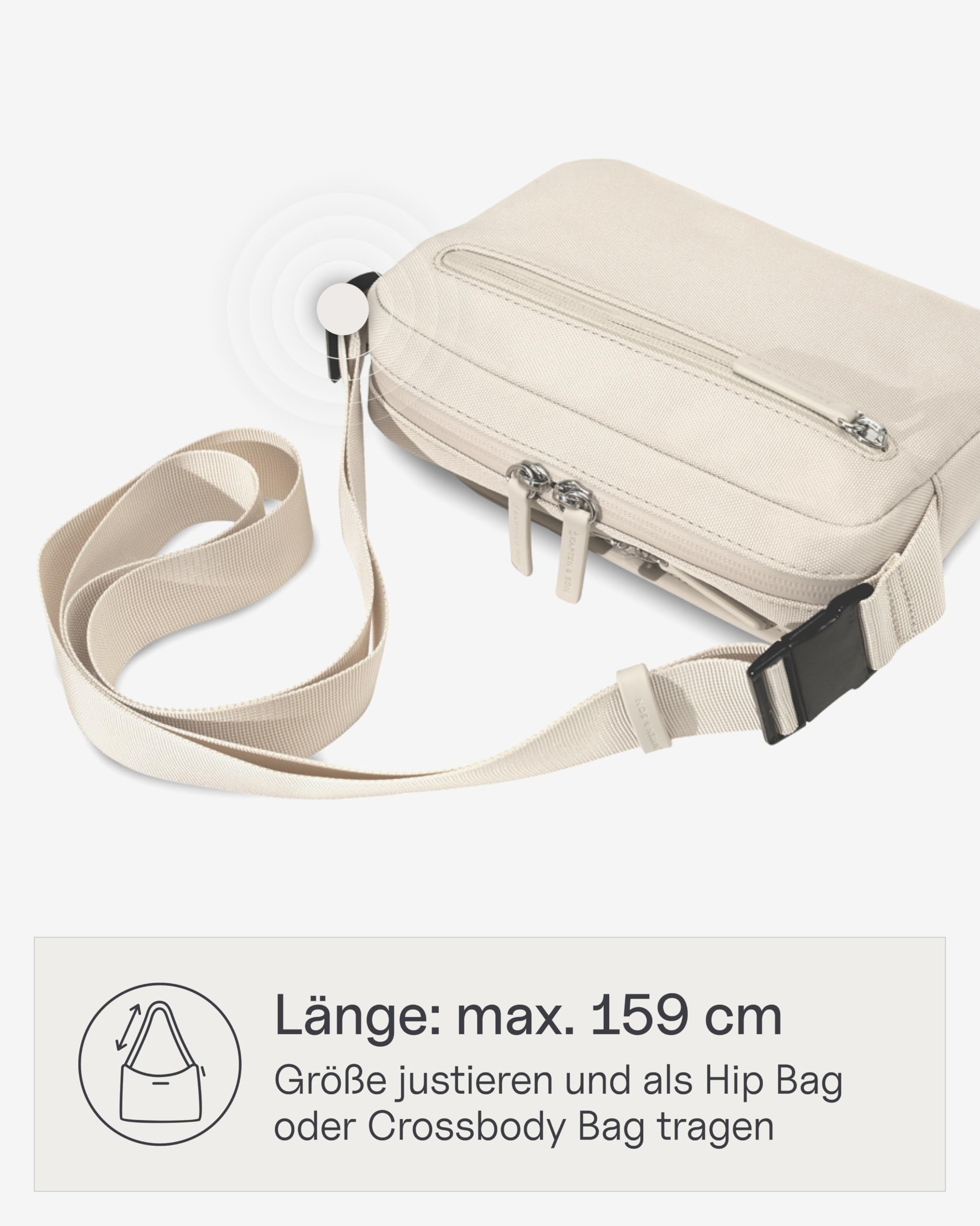 Kapten & Son Lulea Crossbody Bag Sandstone 1,35 L | Bauchtasche Damen & Herren | Handtasche Beige | Umhängetasche klein | ideal für Reisen, Alltag, City