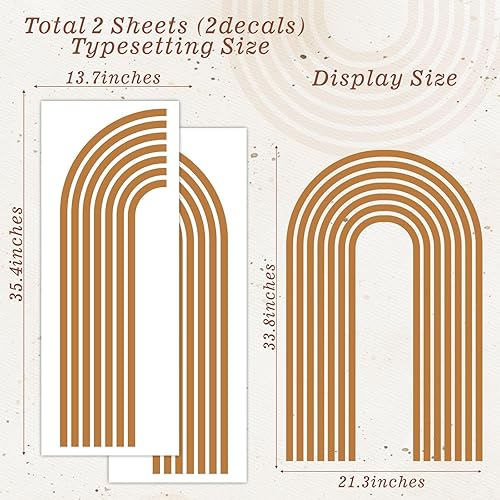 Miniatura 2 de Kazova Calcomanía de pared de arco marrón, calcomanías de cabecero estilo bohemio y modernas, abstractas para despegar y pegar, calcomanías de pared