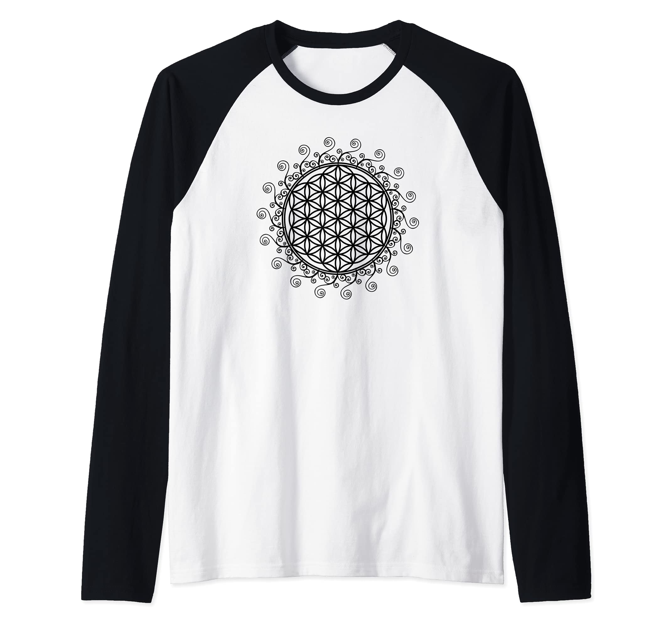 Spiritual Healing Sacred Geometry by yumaFlower of life, Sacred Geometrie, Yoga, Health, Protection Raglan Baseball Tee