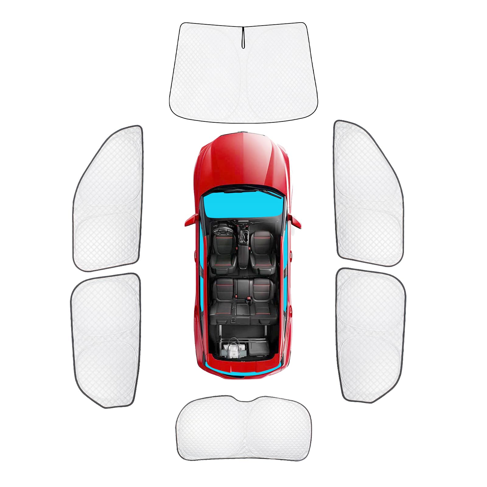 KMF 6pcs Thicken Sun Shades for Chevy Blazer(Not EV) Accessories 2019-2026, Car Window Covers for Windshield Side Rear, UV Block and Blackout Privacy for Camping Outdoor