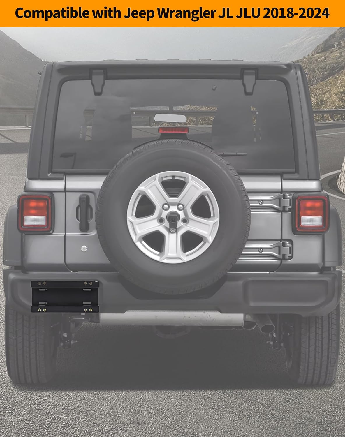 Hoolcar Rear License Plate Holder Frames Exterior Rear Bumper License Plate Bracket Compatible with Jeep Wrangler JL JLU 2018-2024