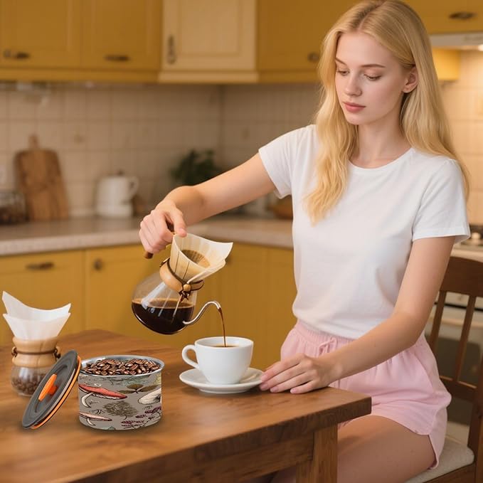 Coffee Canister Vintage Mushroom Airtight Stainless Steel miniatura 8