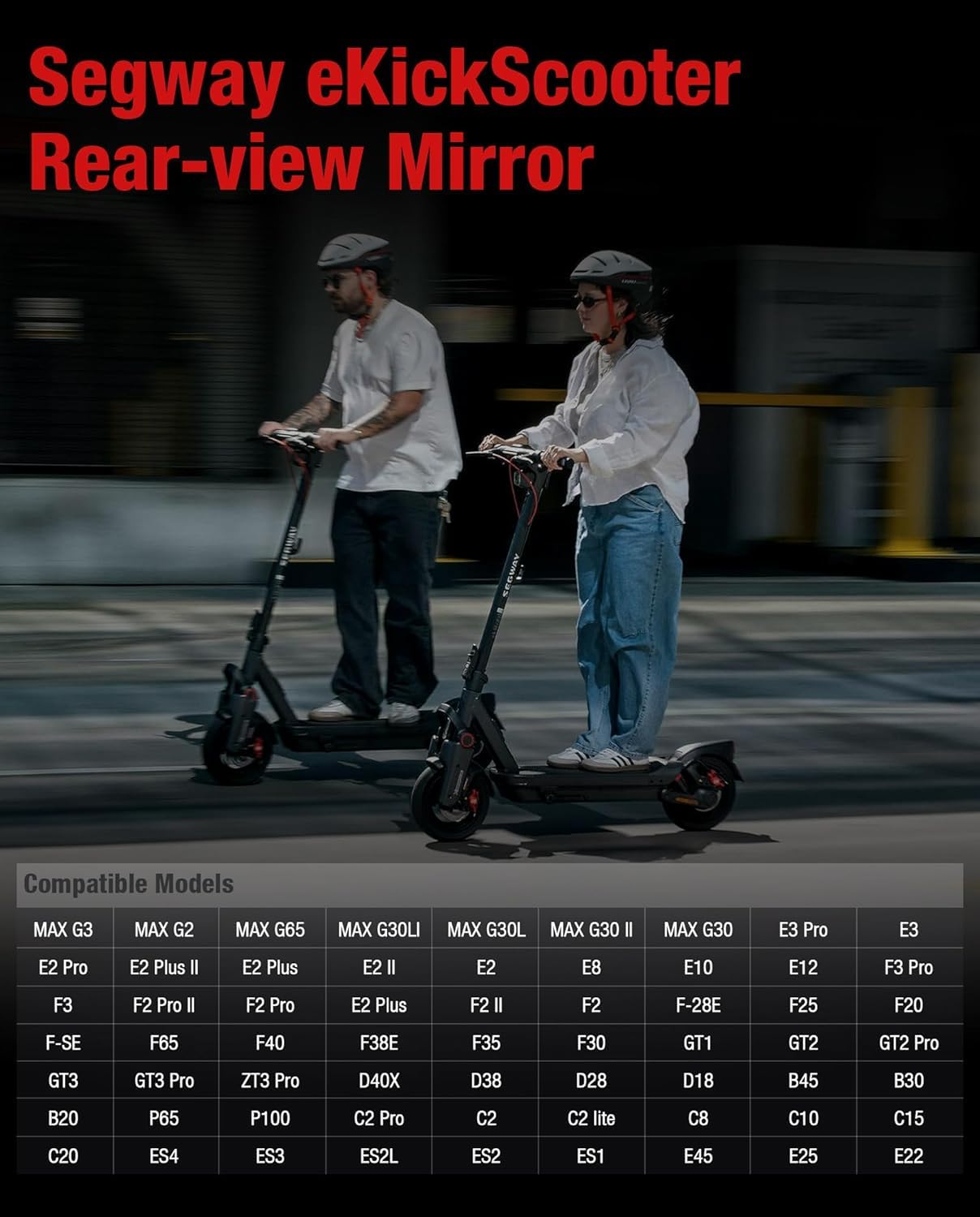 Rückspiegel für Roller kompatibel mit Segway Ninebot und allen KickScooter Max G30 G2 G3 ZT3 PRO GT3 F3 E3 (außer Air T15), großer einstellbarer Winkel