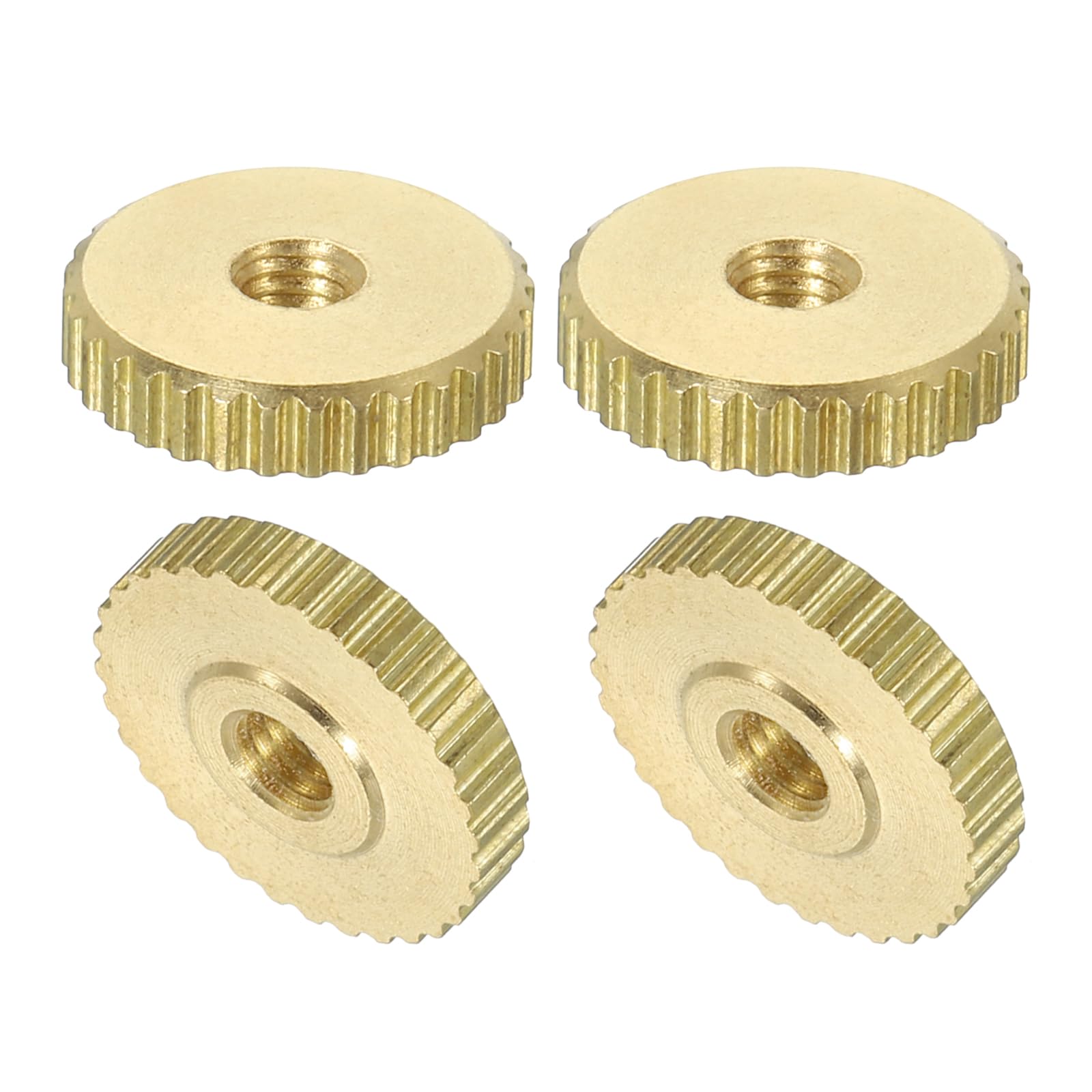 QUARKZMAN Dadi a Farfalla Scanalati 4pz M3 x D11mm x H2,5mm Foro Passante Testa Piatta Ottone con Collare Testa Piatta Foro Passante Elementi Fissaggio Pomelli Rotondi per Parti Stampanti 3D