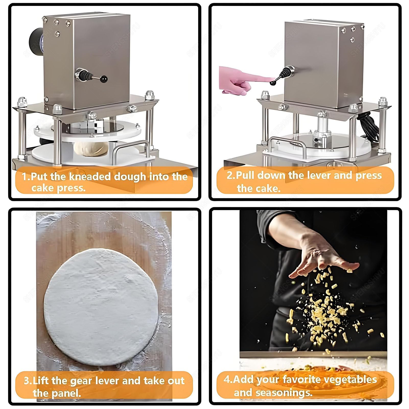 Pressa Elettrica per Pasta per Pizza,Pressa Manuale per Pasticceria per Uso Domestico/Commerciale,Sfogliatrice Pasticceria per Preparare Pizza e Pane,Diametro della Piastra 22cm