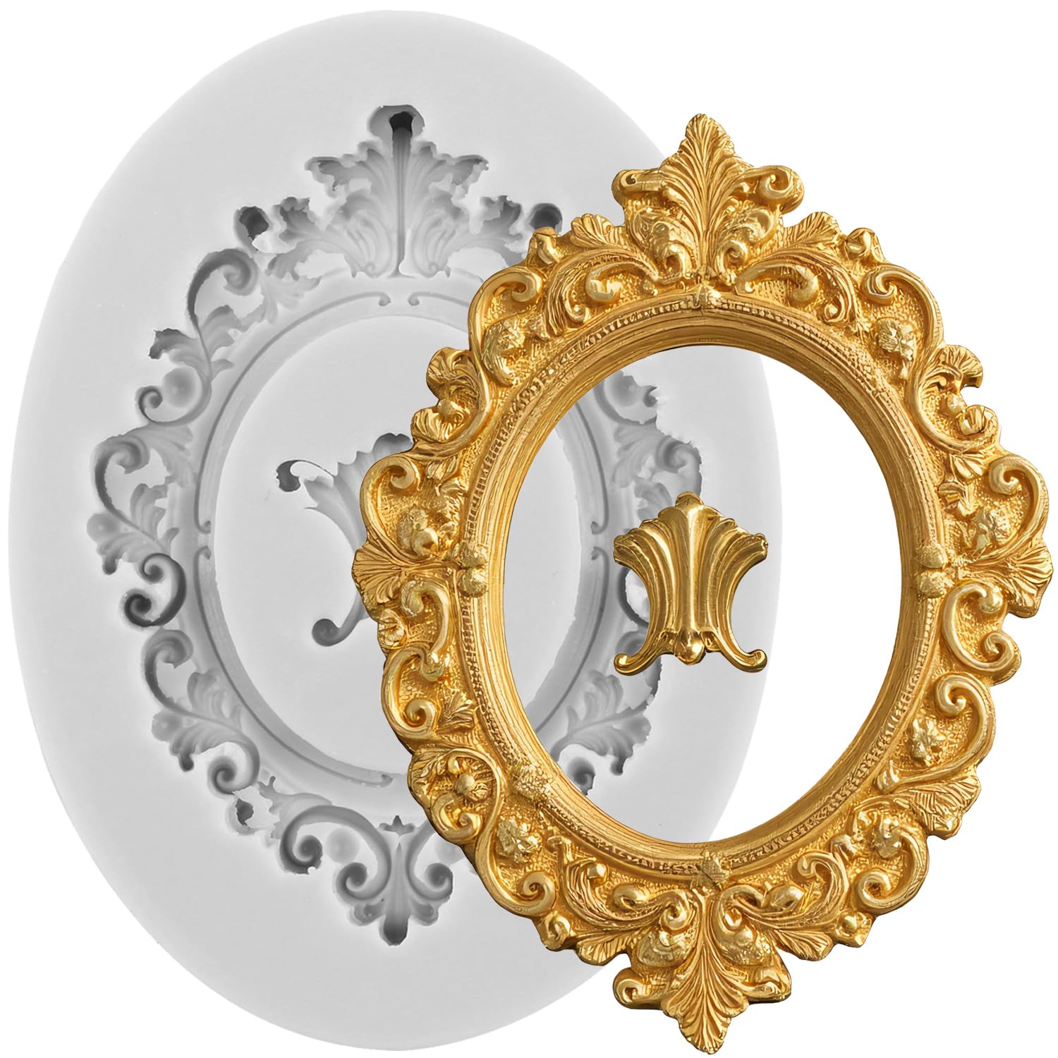 Sijiangmold Baroque Photo Frame Fondant Mould Picture Frames Silicone Moulds Mirror Frame Mould for Cake Decoration Chocolate Cupcake Topper Candy Polymer Clay Gum Paste