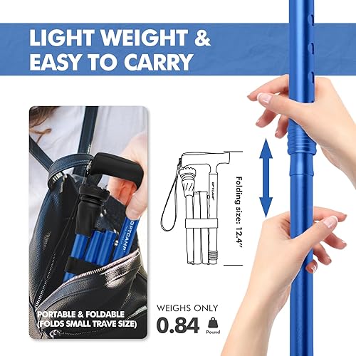 Miniatura 3 de Bastón de caminar G2 para mujeres y hombres, elegante, plegable, plegable, ligero y resistente con cómodas asas en T