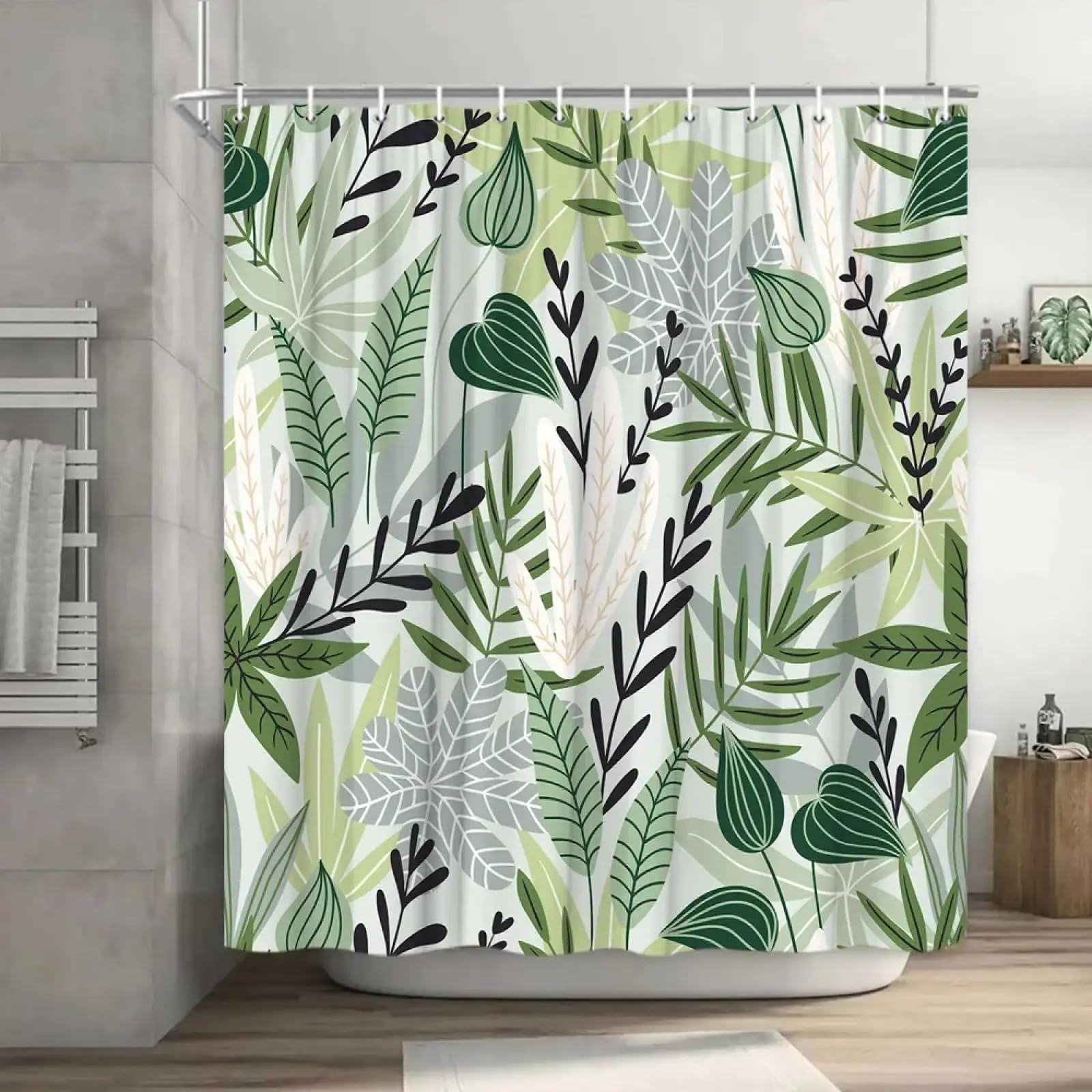Rideau de douche plante de palmier pour ambiance jungle de bain