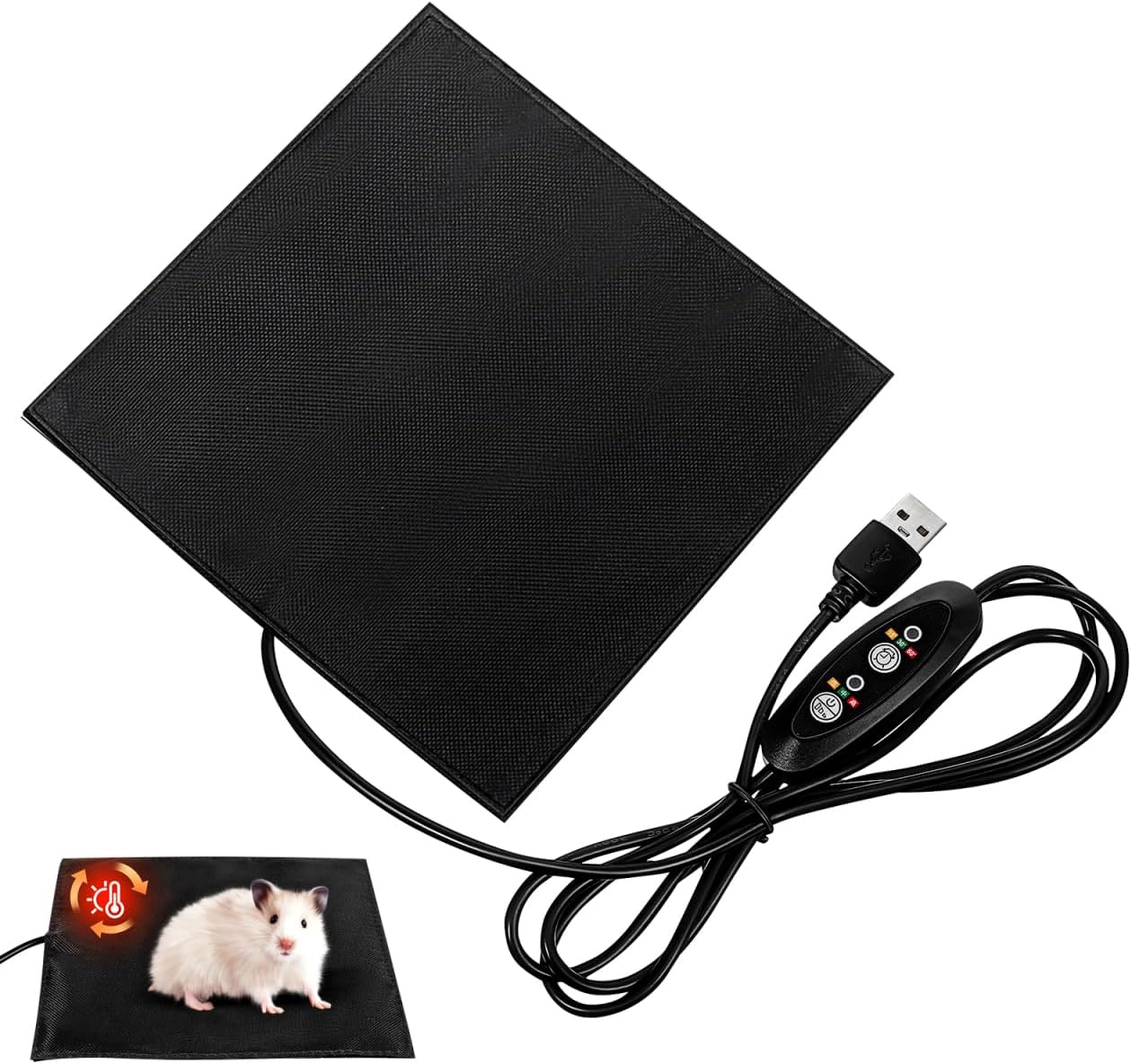 Almohadilla Térmica USB para Reptiles y Mascotas Pequeñas 5.51x5.51in