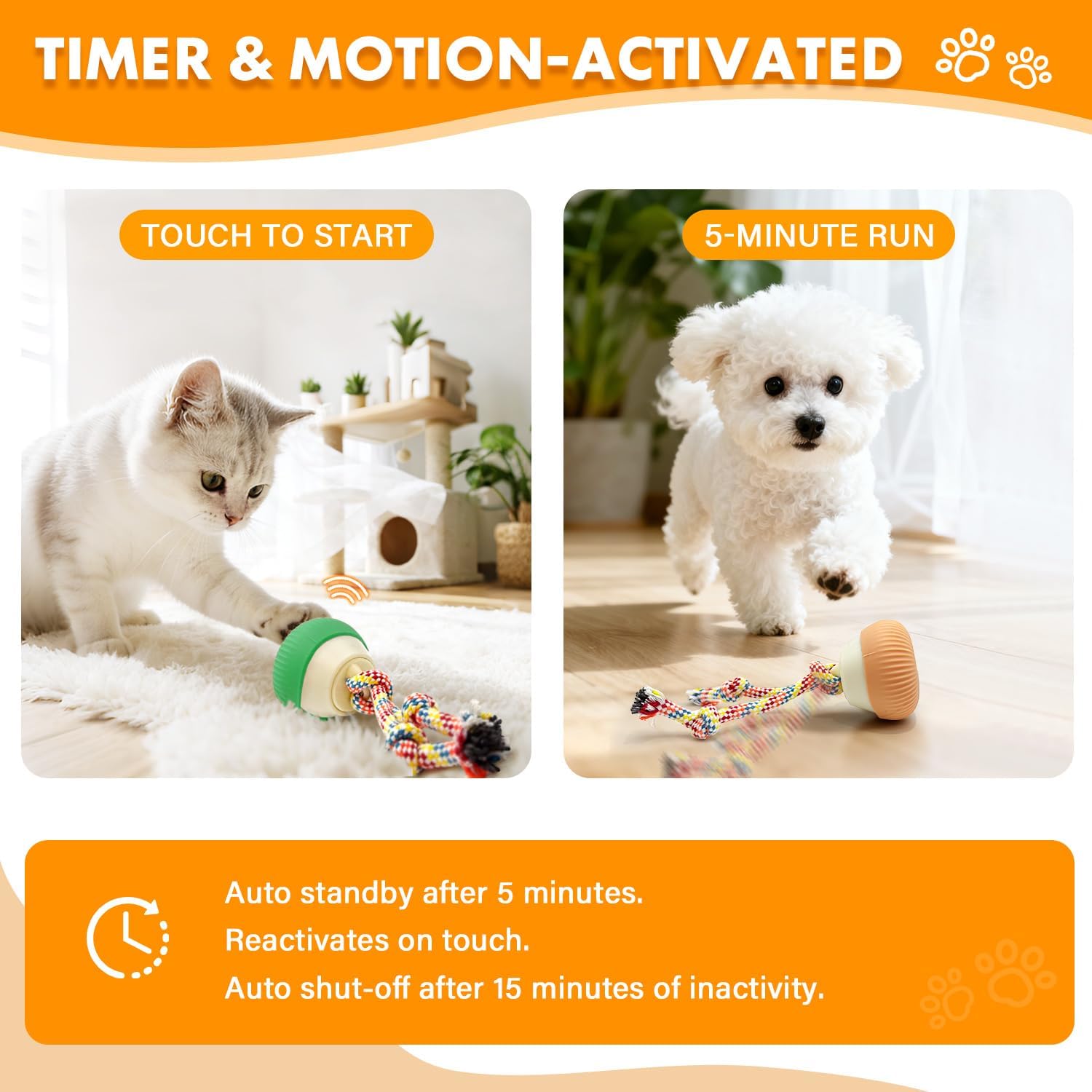 Interactive Cat Toy, 360° Rotating Automatic Moving cat Toys, Voice Recordable Auto Rolling Pet Toy with LED Sound & Music, Rechargeable Interactive Cat Toys for Indoor Cats & Small Dogs (Blue)