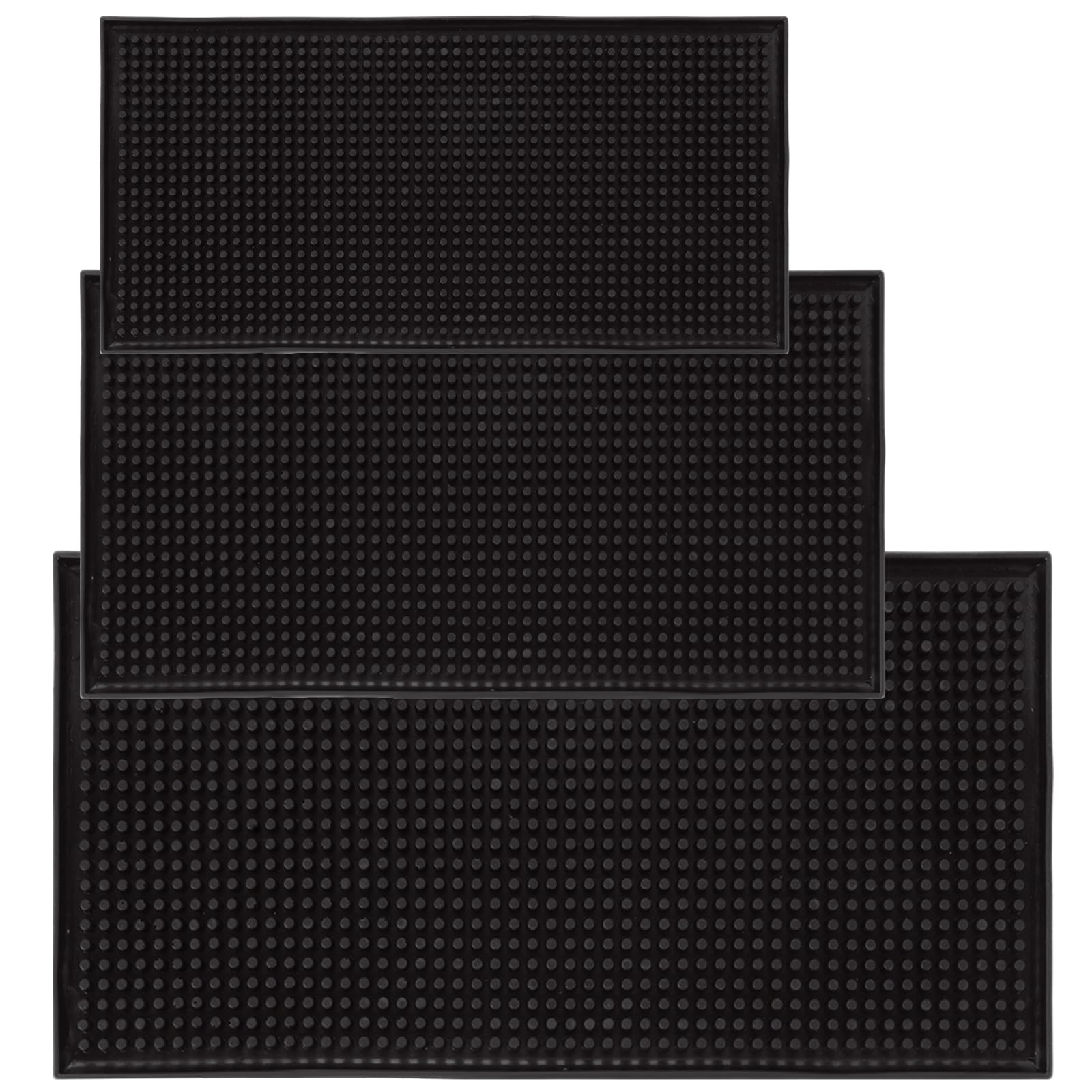 Confezione da 4 tappetini da bar per piano di lavoro, 61 x 30,5 cm, 45,7 x 30,5 cm, 30,5 x 15,2 cm, 10,2 x 10,2 cm, tappetini in gomma per barista, tappetini antiscivolo per bar di casa, bar