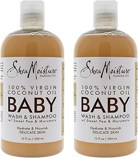 SHEA MOISTURE 100% Virgin Coconut Oil Baby Wash & Shampoo Pack Of 2, 13 Oz