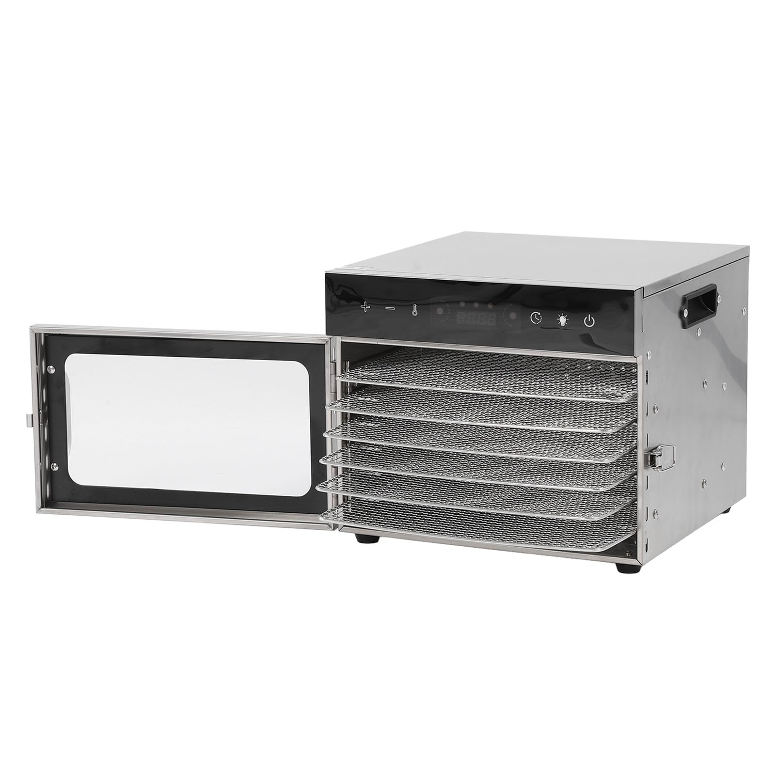 Fdit Disidratatore Alimenti 6 Vassoi in Acciaio Inox, Timer Digitale Controllo Temperatura 70-190°F per Carne Secca, Frutta, Snack per Cani, Prevenzione Surriscaldamento, (Spina europea 220 V)