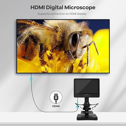 Miniatura 4 de Andonstar AD249S-P Microscopio digital HDMI de 10.1 pulgadas, grabación de video UHD de 4000 x 3 lentes 2160P, kit de microscopio biológico para