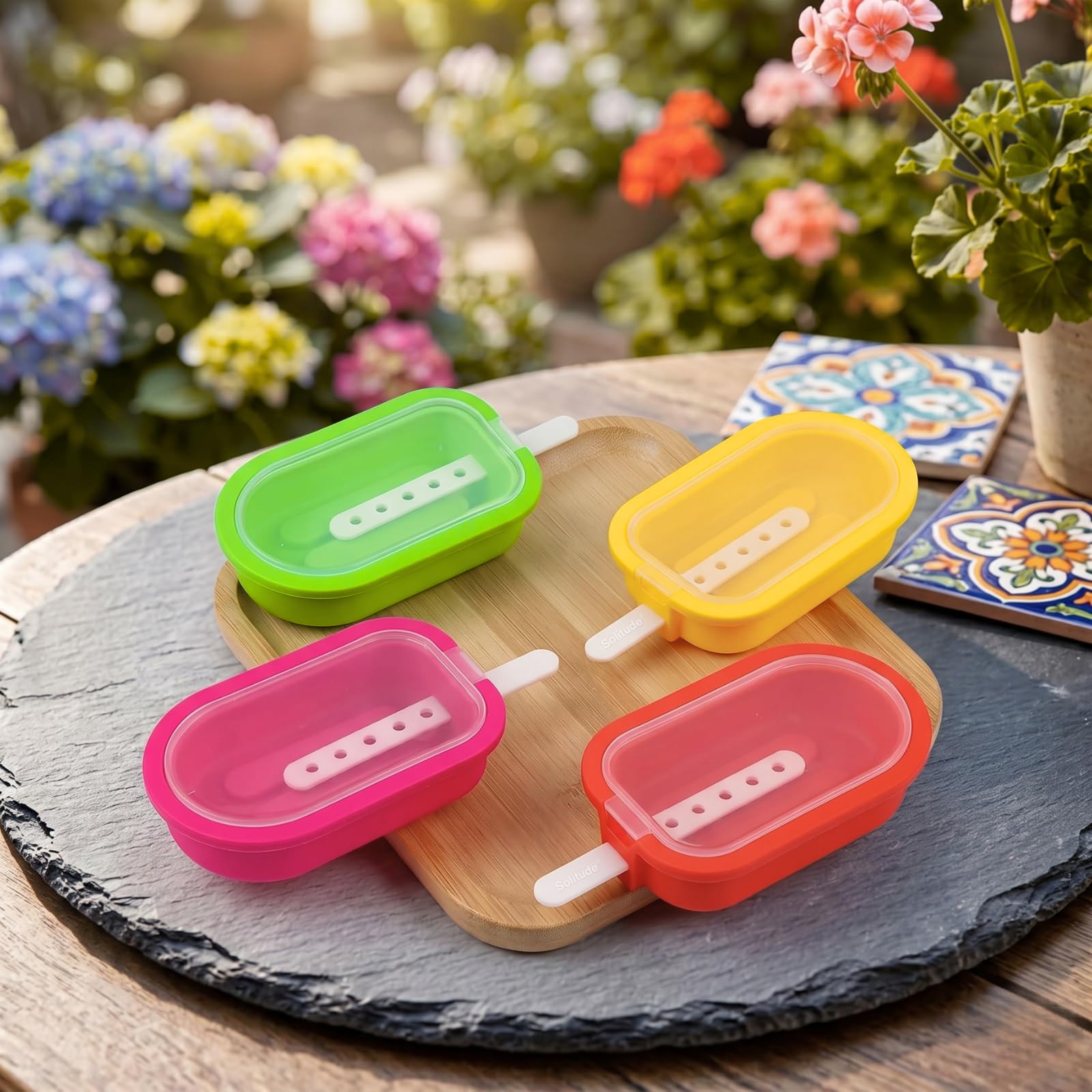 Solitude 4 Pcs Oval Silicone Kulfi & Ice Candy Moulds with Sticks | Popsicle & Ice Cream Maker Mold for Kids | Reusable BPA-Free DIY Popsicle Molds for Juice, Yogurt & Fruit Treats-image-21