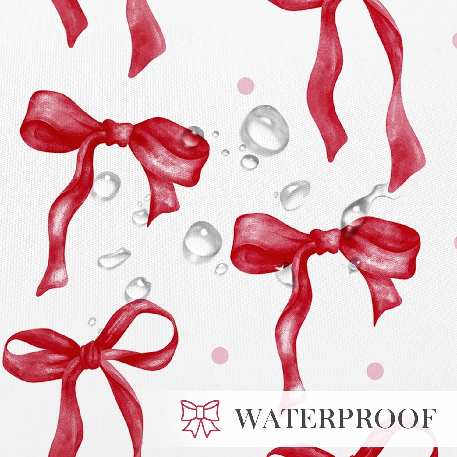 Extra Long Shower Curtain 72 x 84, Cute Bow Fabric Shower Curtain for Decorative Bathroom, Burgundy Aesthetic Bowknot Waterproof Shower Curtain Set
