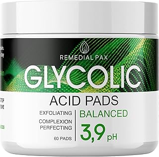 Glycolic Acid Resurfacing Pads for Face and Body - Exfoliating Facial Peel - Vitamins B5 C E, Green Tea - Glycolic Acid Face Wash – 60 Pre-Moistened Cotton Pads for Face Cleansing and Peeling