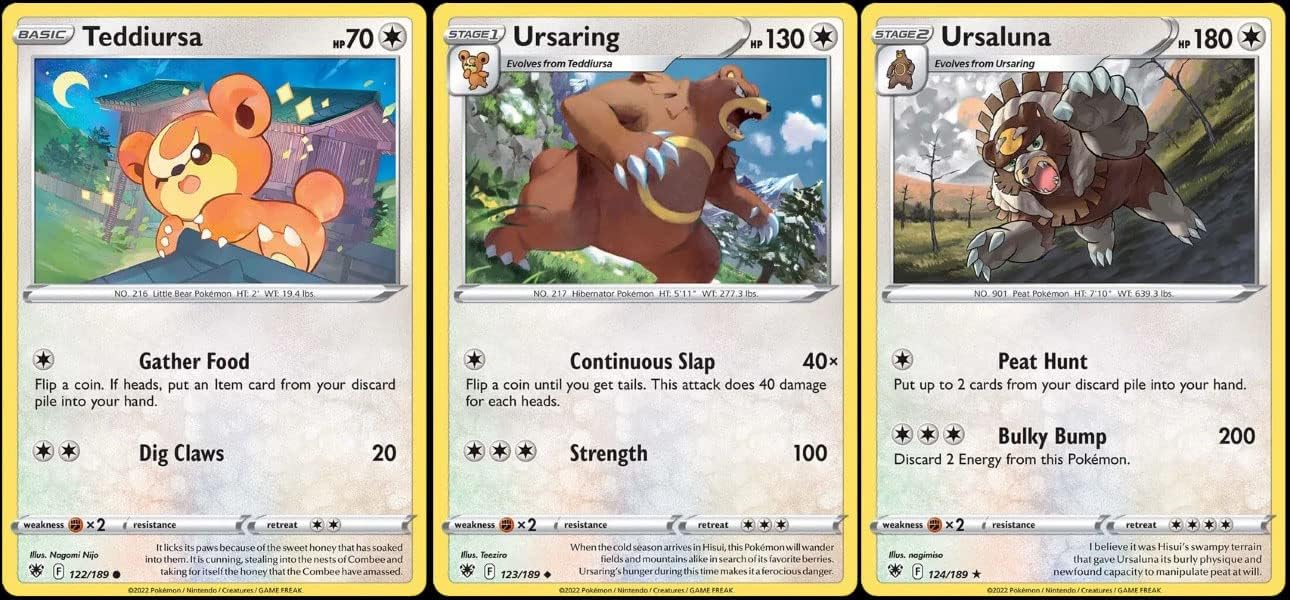 Ursaluna 124 189 - Astral Radiance - Rare Pokemon Card Lot - Ursaring Teddiursa