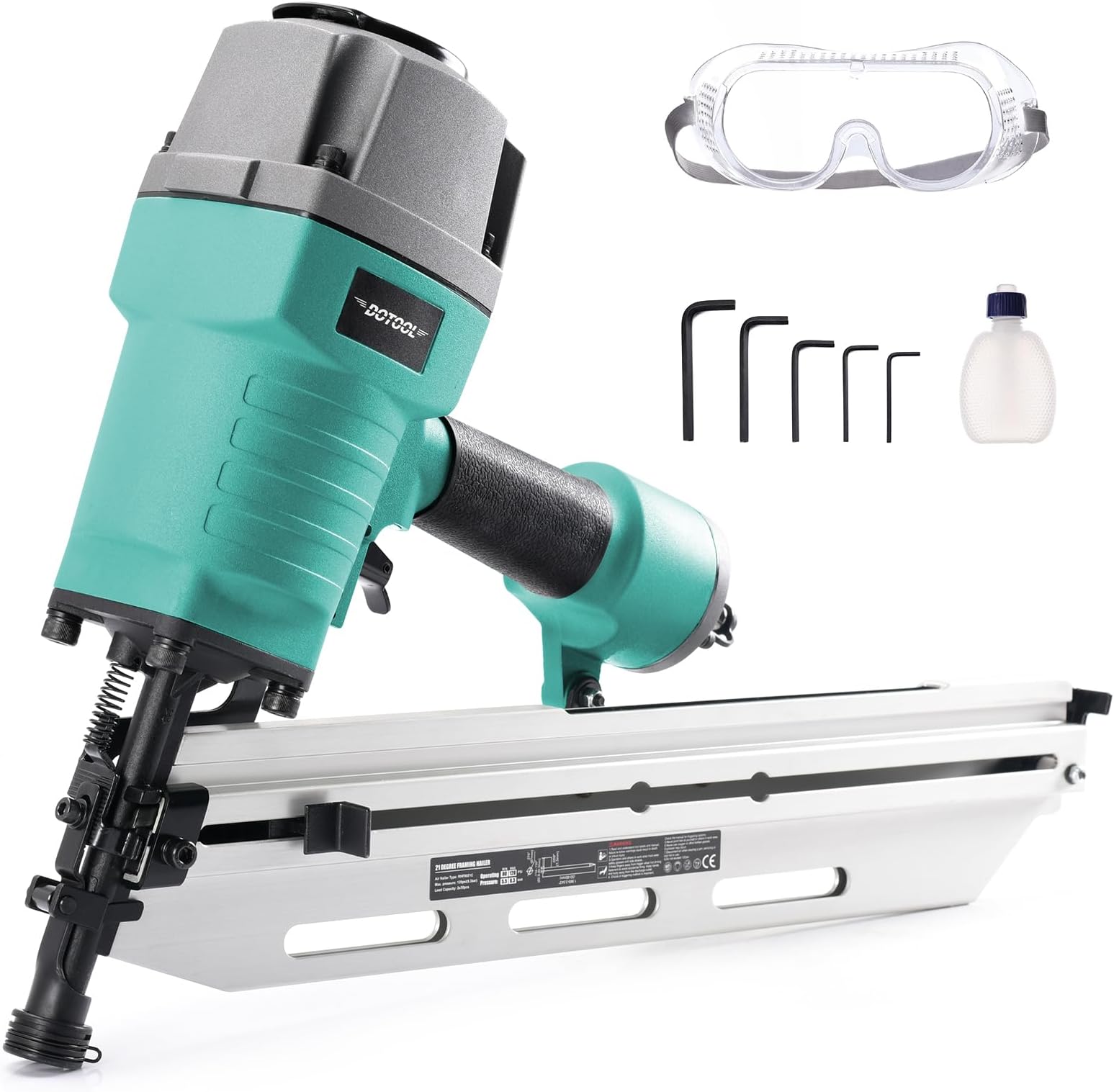 DOTOOL Framing Nail Gun 21 Degree 2-Inch to 3-1/2-Inch with Tool-Less Depth Adjustment Pneumatic Framing Nailer Air Nail Gun for Wall Sheathing, Siding Mount