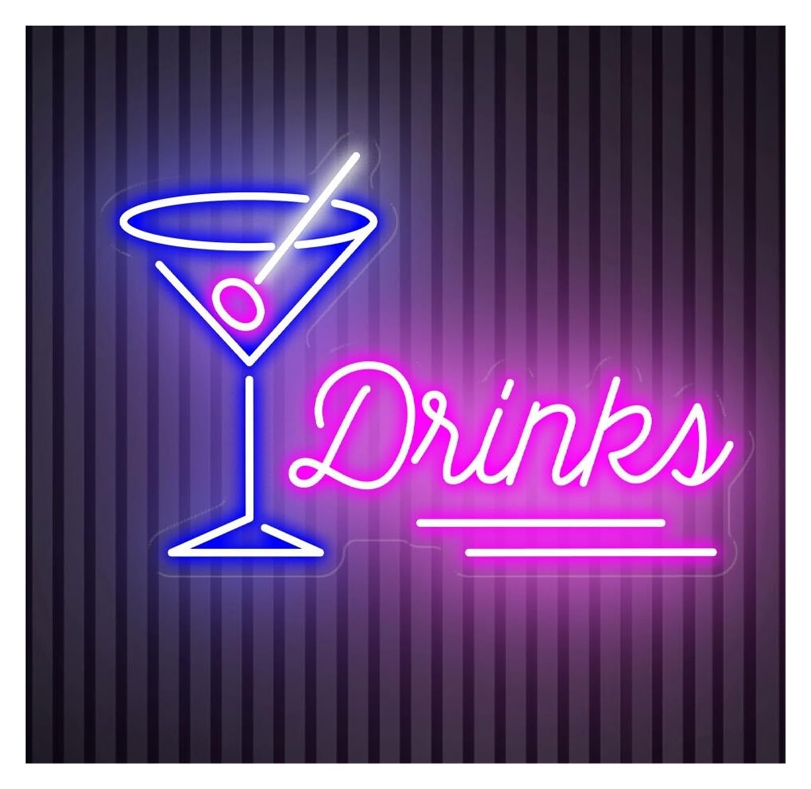 RONGCH Hanging Art Signs Drinks Neon Sign Cocktail Bar Party Home Pub Gameroom Bedroom Livingroom Birthday Wall Decoration 50cm
