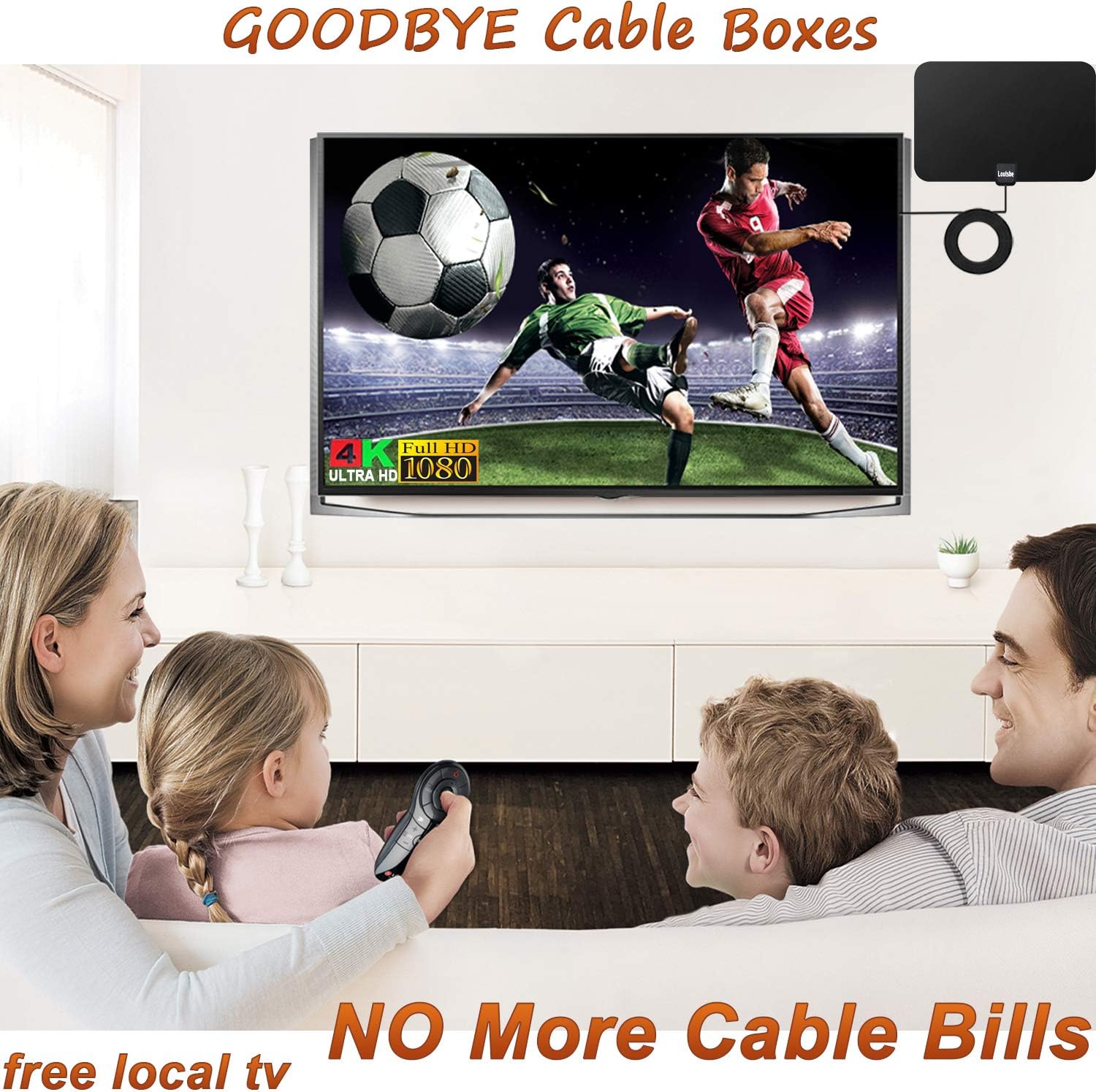 Cheap Loutsbe Amplified Indoor HD Digital TV Antenna, Long 180 Miles Range,Support 4K 1080p and All Older TV's, Digital Antenna Amplifier Signal Booster-17ft Coax HDTV Cable,Freeview Life Local Channels