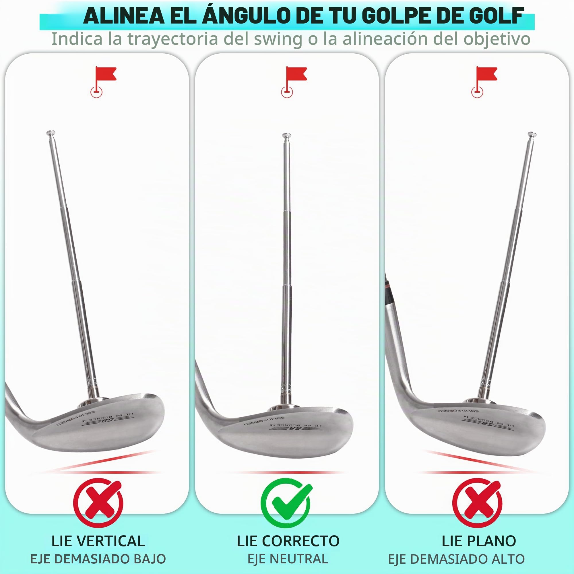 JUNNEE Varillas de alineación de golf 7 ajustes de longitud Corrector de ángulo de inclinación de palo Ayudas de entrenamiento de swing