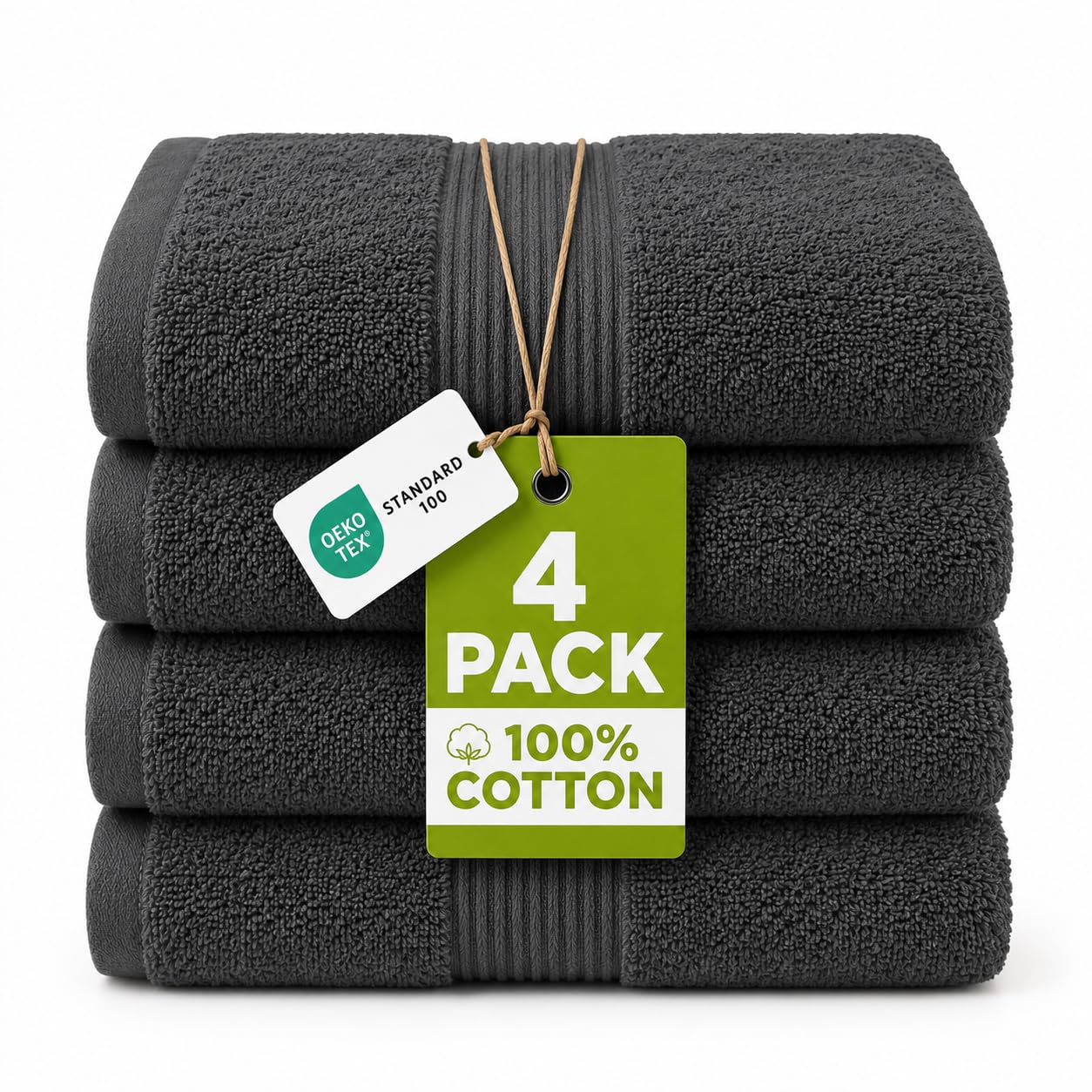 NIMORA 4 Piece Egyptian Cotton Towel Bale Set – Ultra Soft 500 GSM – Face Towels, Hand Towels & Bath Sheet – Super Absorbent, Durable & Quick Dry Bathroom Towels (Charcoal, 4FT) — image 1