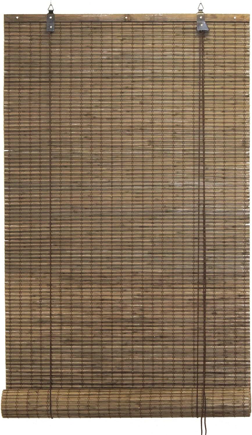 Seta Direct, Bamboo Flat-Weave Sun-Filtering Roll Up Blind (72x66 Inch, Espresso)