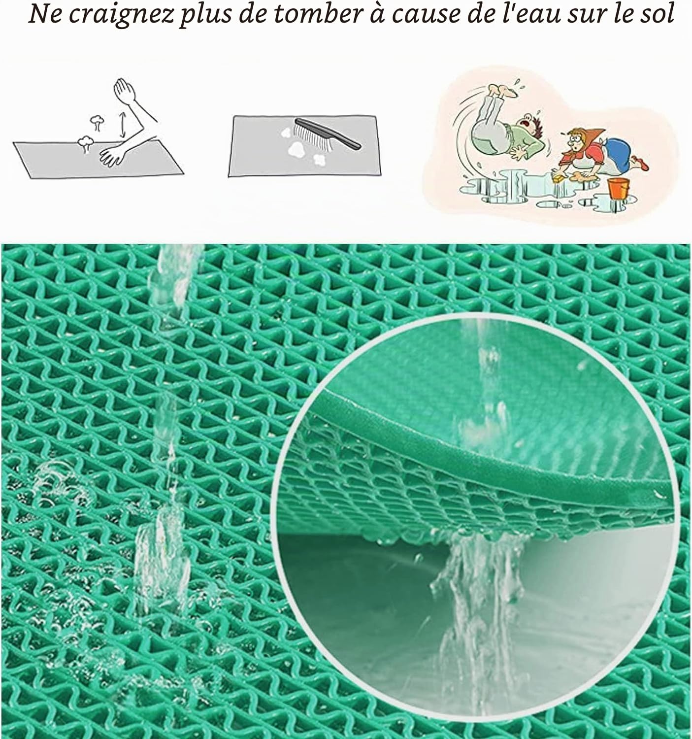 BWKJMY Tapis d'extérieur antidérapant en caoutchouc robuste pour salle de bain, piscine, hôtel, cuisine, restaurant - 300 x 90 cm