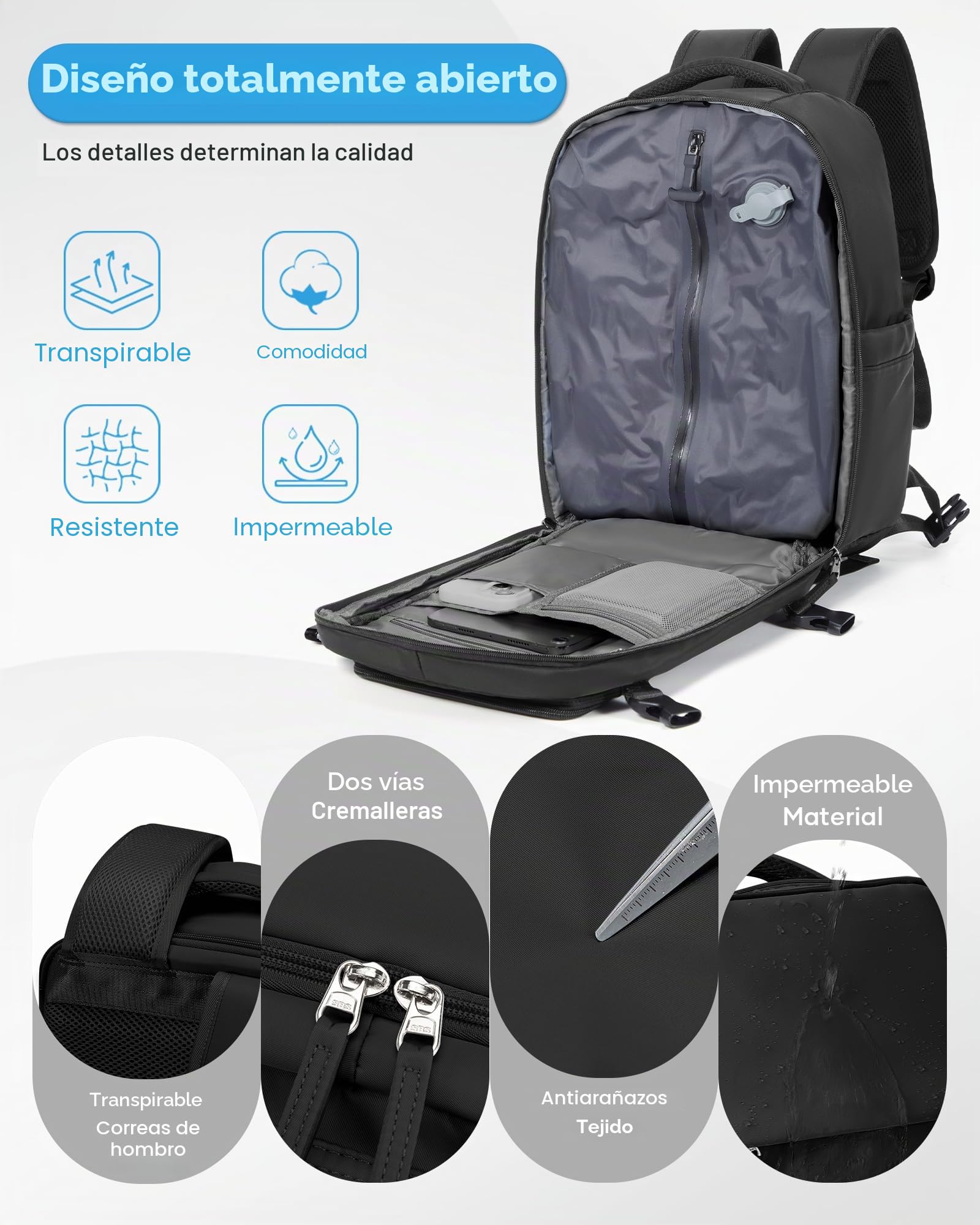 SZLX Mochila al Vacio con Bomba Mochilas Viaje Cabina Avion 40x30x20 Ryanair Vueling Wizzair Equipaje de Mano 40x20x25 Bolsas de Viaje Mujer Maletas 45x36x20 Easyjet Mochila Portátil con USB Hombre