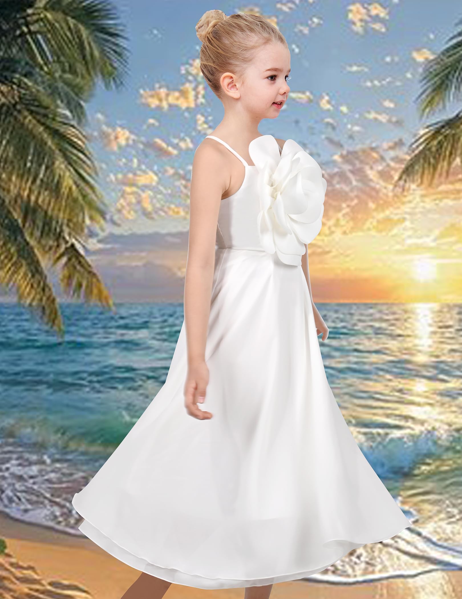 Sunny Fashion Vestito Bambina Fiore Criss Cross Formale Nozze Evento Comunione Pageant 7-14 Anni