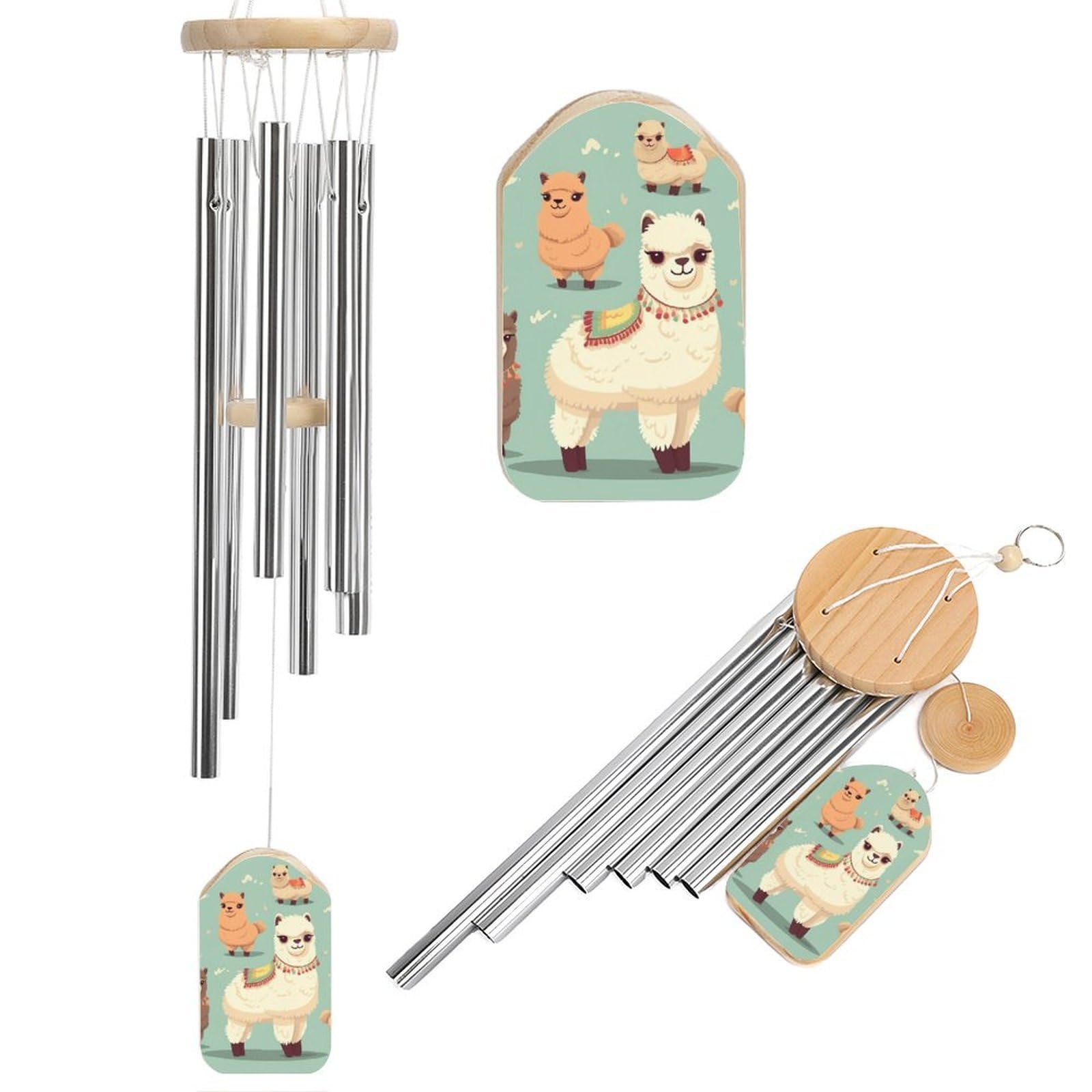 Alpacas Wind Chimes for Outside Memorial Gift Sympathy Wind Chimes Aluminum Tube Windchime with Hook Windbell for Outdoor Patio Garden Decor Housewarming Gift