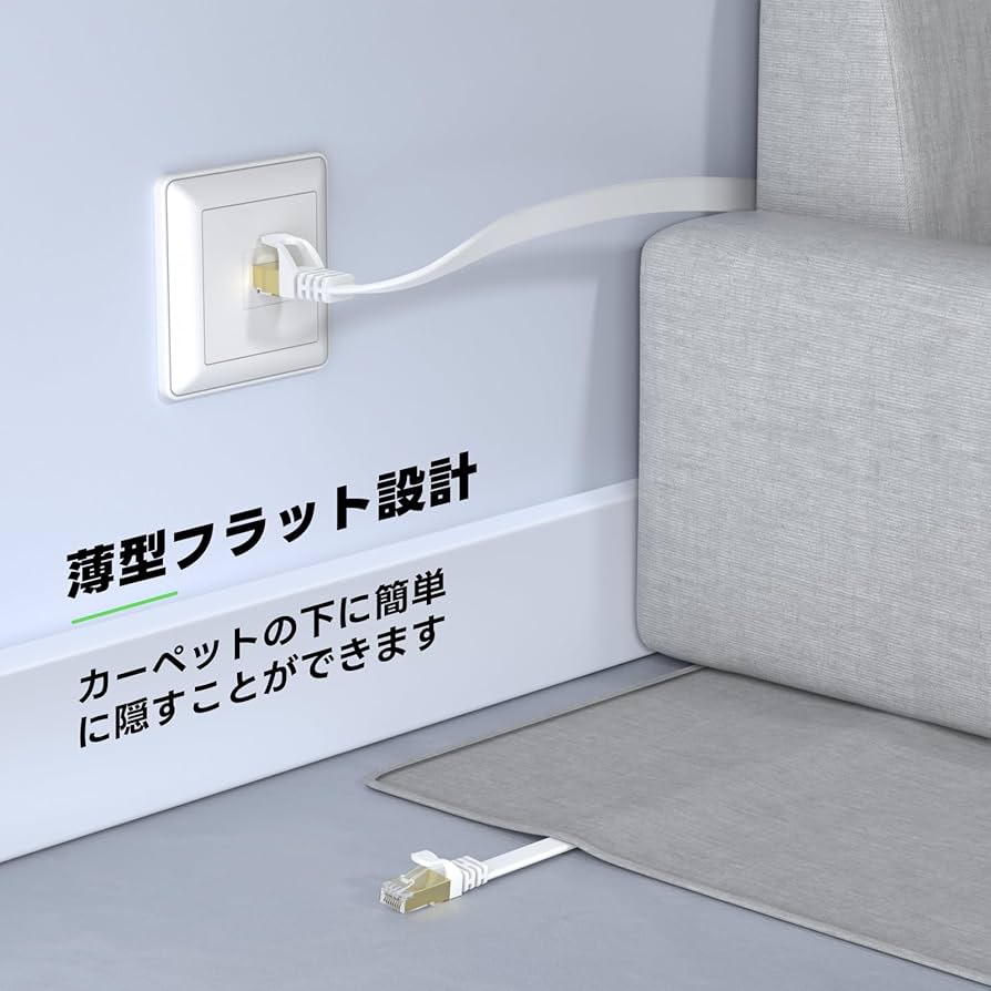 Amazon.co.jp: BUSOHE Cat8 LANケーブル 2M 2本セット フラット