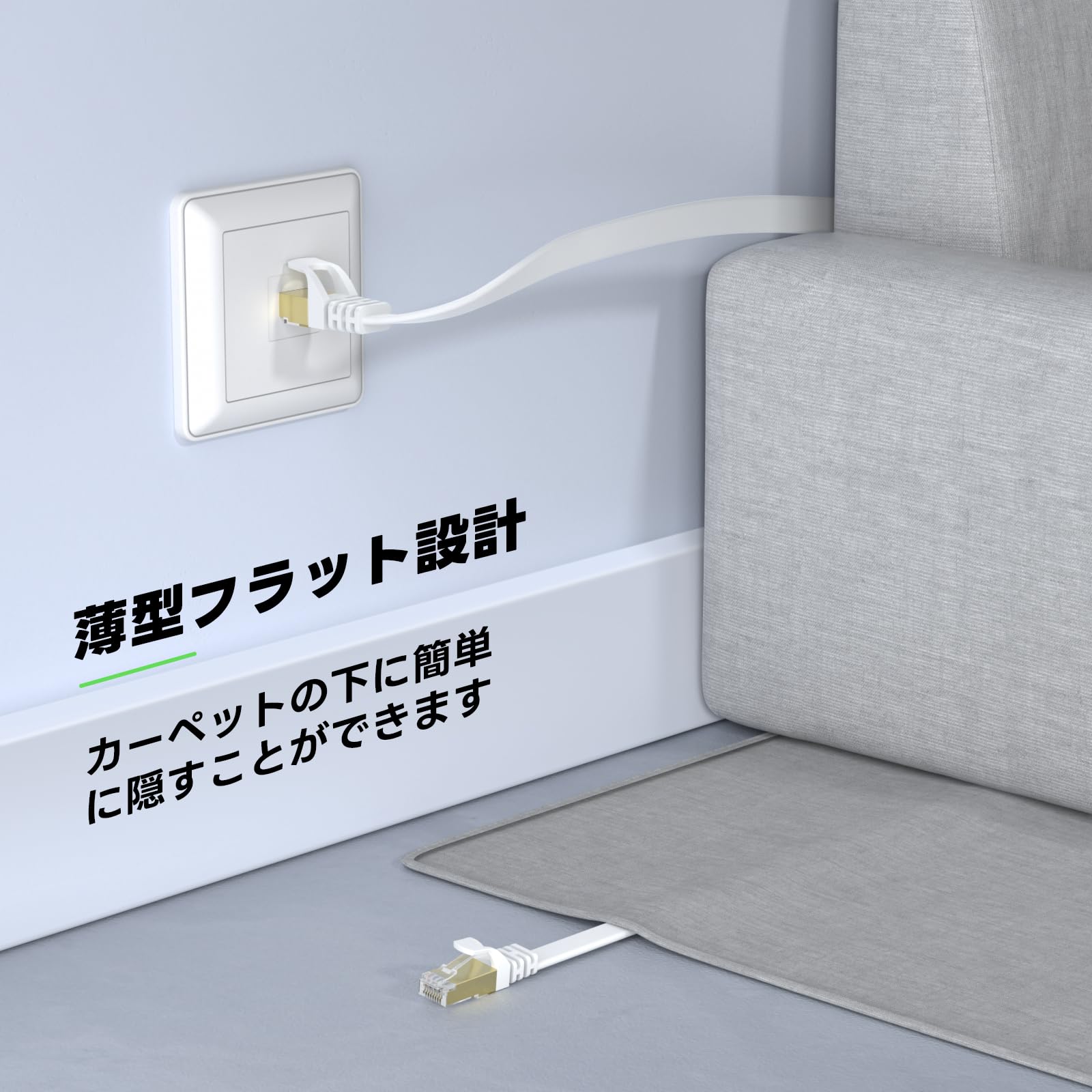 Amazon.co.jp: BUSOHE Cat8 LANケーブル 2M 2本セット フラット