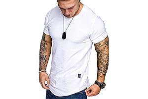 BUILT BASICS Mens T Shirt Muscle Gym Workout Athletic Shirt Cotton Tee Shirt Top