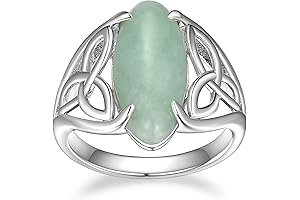 925 Sterling Silver Genuine Green Jade Celtic Ring for Women Size 7