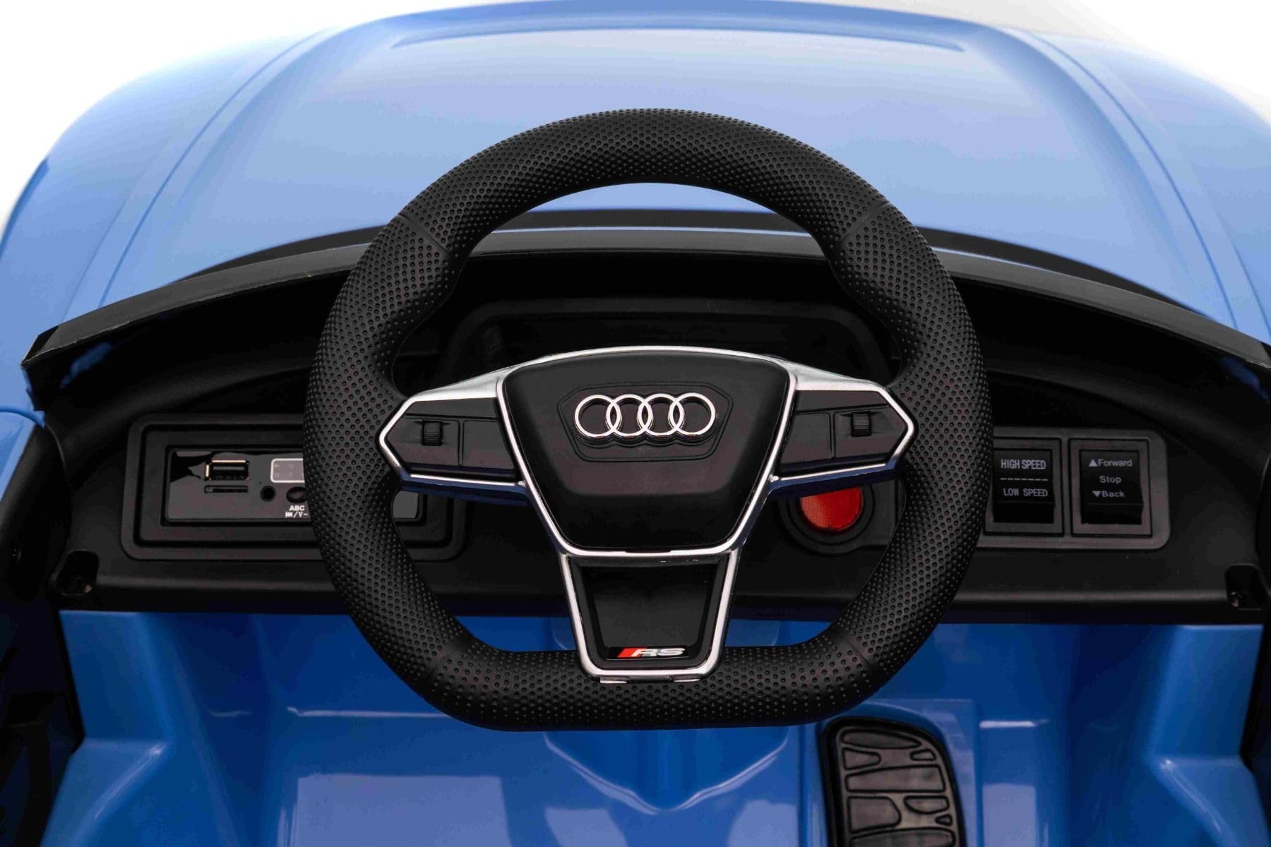 Samochód elektryczny dla dzieci 12 V akumulator litowy Audi RS E-tron GT, niebieski, elektryczny samochód dziecięcy z pilotem zdalnego sterowania 2,4 GHz, USB/AUX/Bluetooth, diody LED